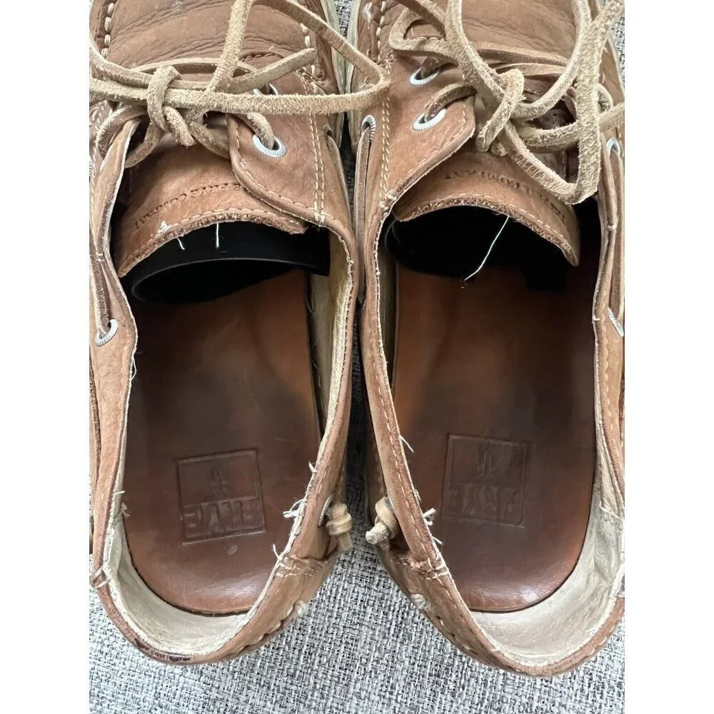Frye Men's Boat Shoes Size 10 Brown Nubuck Leather Sully Slip On Casual Loafer